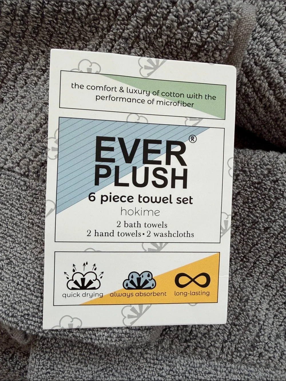 EVERPLUSH 6-Piece Towel Set in Gray